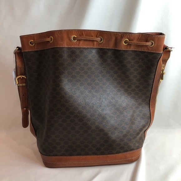 Celine Brown Macadam Bucket Shoulder Bag Sku#83964 - Picture 2 of 10